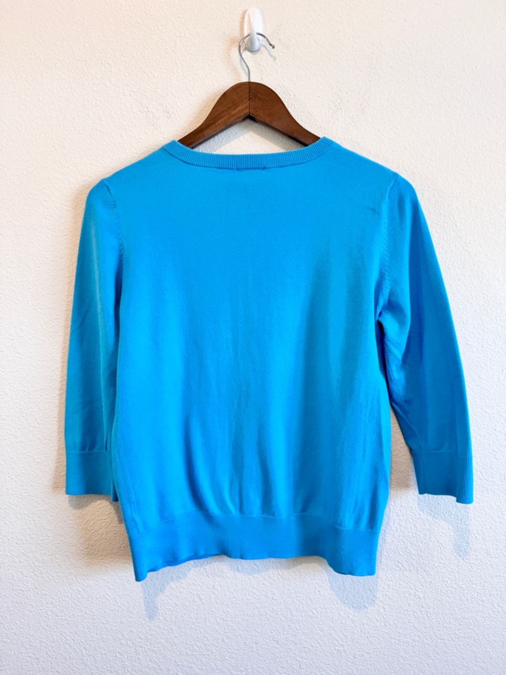 Talbots Pima Cotton Cardigan Coastal Minimalist Preppy Blue Petite M Soft B95 - Picture 8 of 9